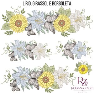 LÍRIO, GIRASSOL E BORBOLETA