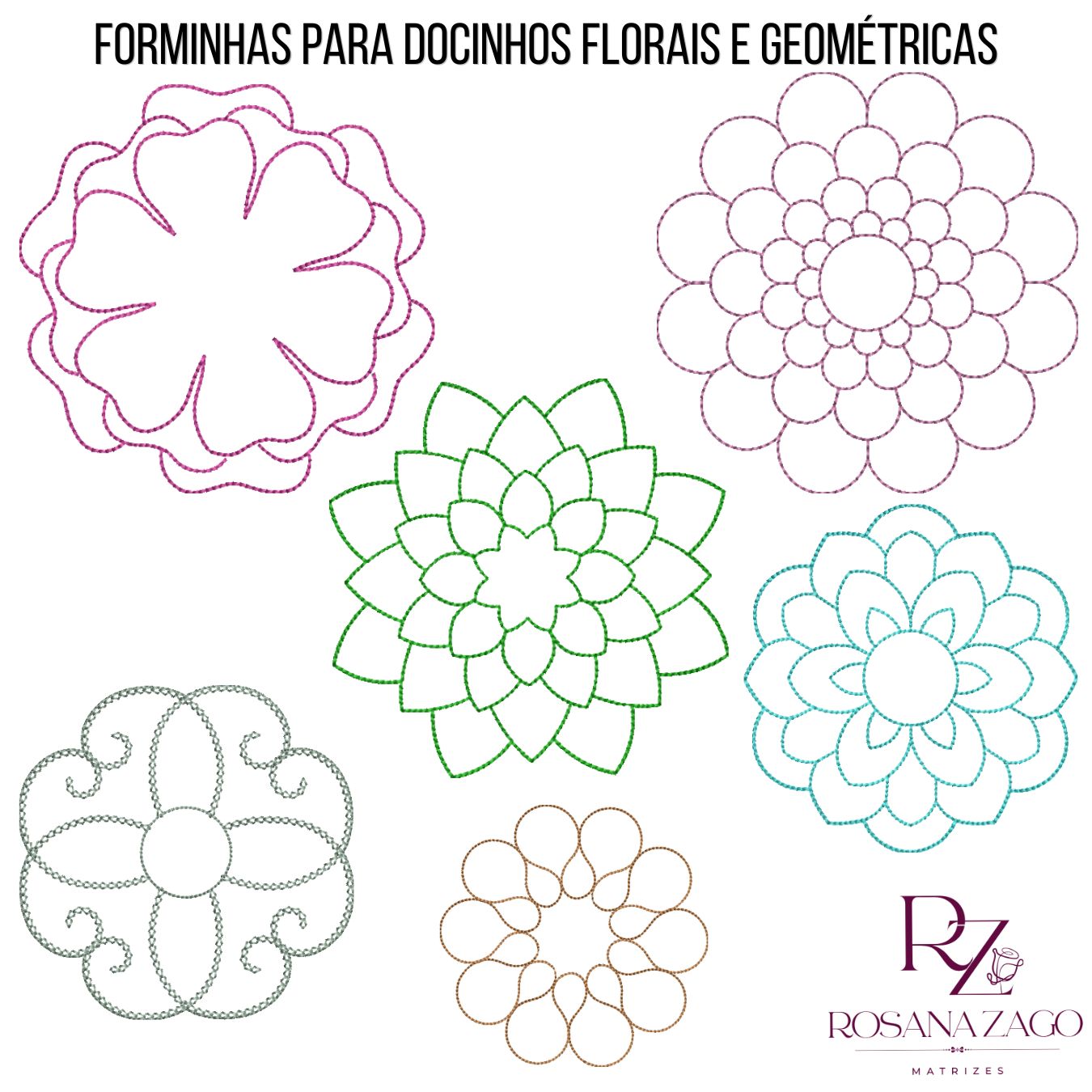 FORMINHAS PARA DOCINHOS FLORAIS E GEOMÉTRICAS - Imagem 7